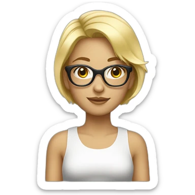 a blond girl short hair with beatiful glasses sticker
