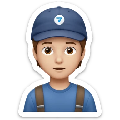 Un niño con gorra pelo castaño  sticker