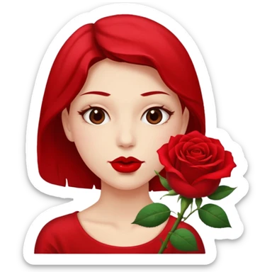 Biting a rose while side eyeing sticker