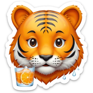 cute tiger cooled off with ice cubed sticker