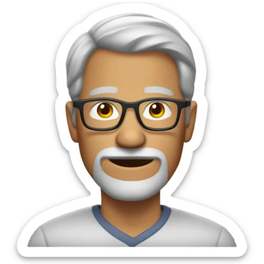 Mature man with tanned skin gray hair and beard and glasses sticker