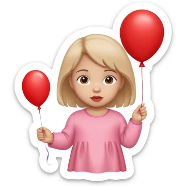 Baby girl holding balloon sticker