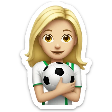 blond woman holding a soccer ball in her hand sticker