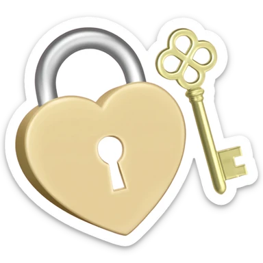 beige heart-shaped lock and key burgundy sticker