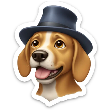 Barking dog wearing hat sticker