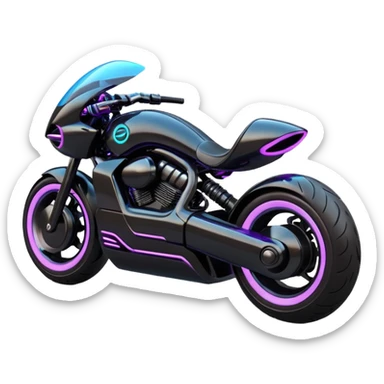Sketch a futuristic motorcycle with neon lights & sleek sci-fi design. sticker
