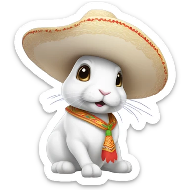 White rabbit with sombrero sticker