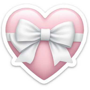 Pastel pink heart with white bow sticker
