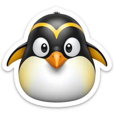 cinematic-adult-emperor-penguin-portrait-emoji,-head-tilted-playfully-and-inquisitively,-with-glossy,-pristine-plumage,-sparkling-eyes-filled-with-curiosity,-simplified-yet-irresistibly-adorable-features, black face sticker
