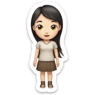 chinese girl with long dark brown hair sticker