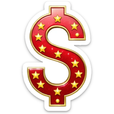 dollar sign with sparkles, red color sticker