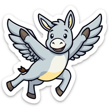 Flying donkey sticker