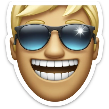 Emoji smiling with sunglasses and diamond grille sticker