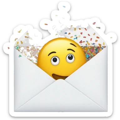 An envelope with confetti 
 sticker