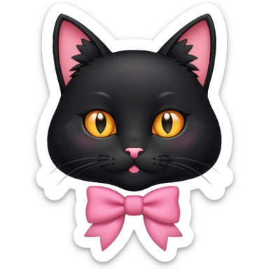 gato negro con moño coquette  sticker
