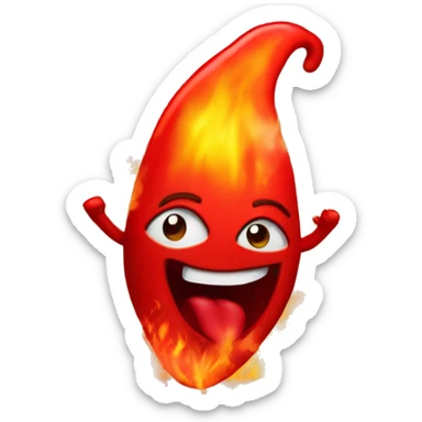 Realistic chili pepper surrounded by fire and explosions sticker