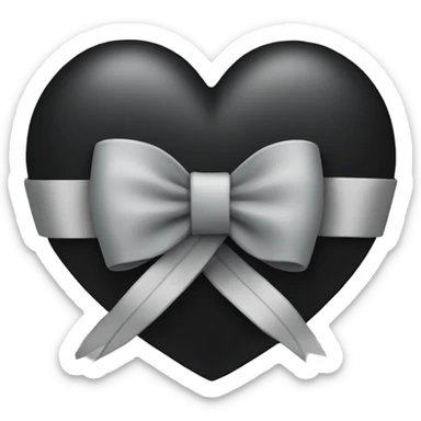 black heart with grey ribbon  sticker