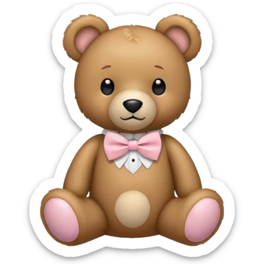 teddy bear with light pink bow tie sticker