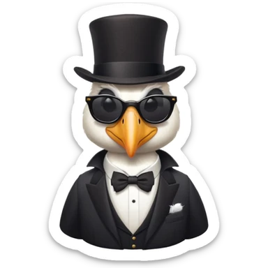 pelican with poise, wearing sunglasses and formal top hat sticker