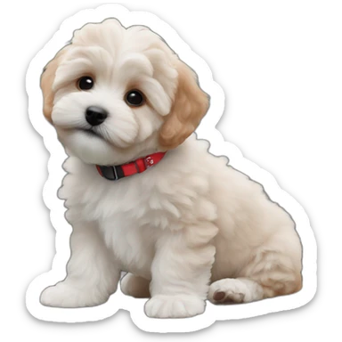 party maltipoo puppy red collor sticker