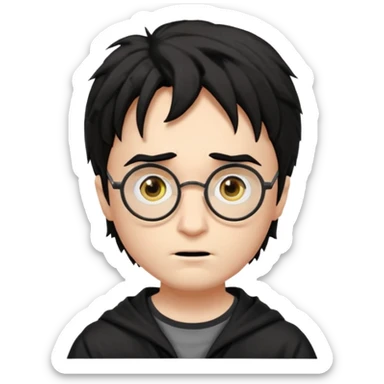 Harry Potter a pale white with shaggy black hair, glasses with a lightning-shaped scar on his forehead. He goes to Hogwarts School of Witchcraft and Wizardry to learn the magic of the wizarding world. sticker