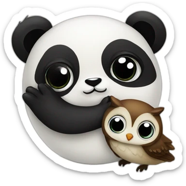 panda kissing an owl sticker