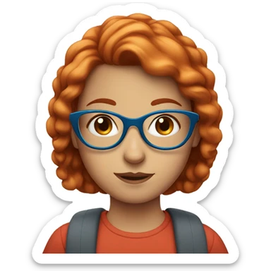 Red-haired girl with blue eyes and round glasses sticker