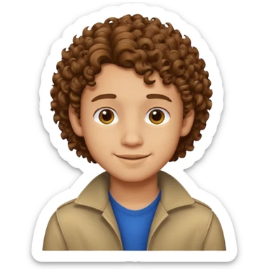 curly hair rich cool boy emoji, smirking sticker