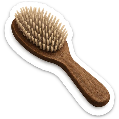 a brown hairbrush, realistic style, visible bristles sticker