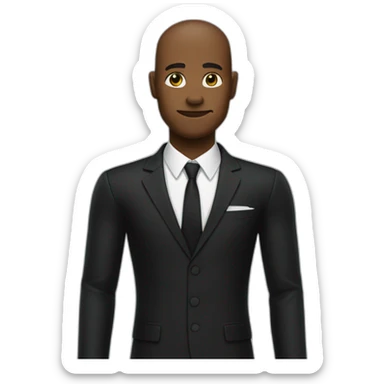 Person in black suit with right arm at 45° and other arm glued to the side of the body sticker