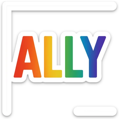the word ALLY in rainbow colors sticker