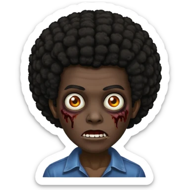 Zombie dark black Afro hair sticker