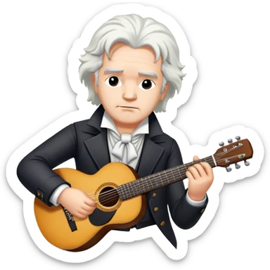 White haired Beethoven with guitar sticker