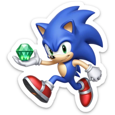 I want Sonic the hedgehog with chaos emeralds sticker