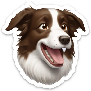 Brown border collie laughing white neck  sticker