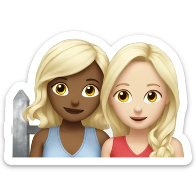 Two white blonde girls in love with a house and two babies sticker