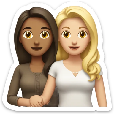 Brunette wife and blonde wife holding hands sticker