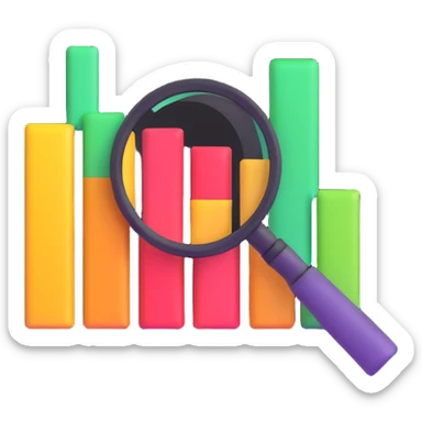 data science emoji featuring a bar chart and magnifying glass sticker