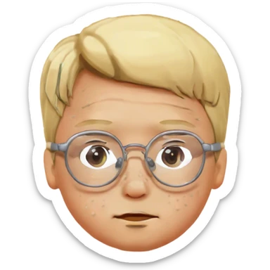 Blond kid with glasses and pimples sticker