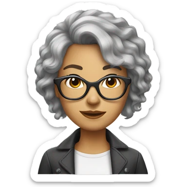 Femme  avec des  lunettes cheveux courts gris  sticker
