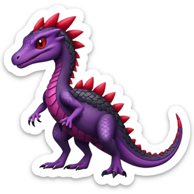 Black and purple and red Sceptile-Salazzle-Pokémon-Fakémon-creature sticker