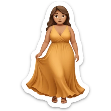 A plus sized woman in a maxi dress sticker