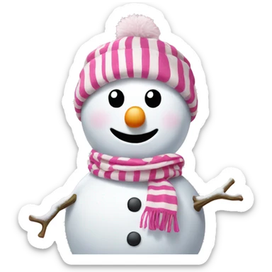 Snowman with a pink and white striped scarf sticker