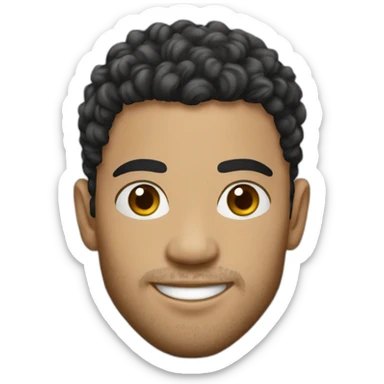 Morocco player white black hair curly hair sticker