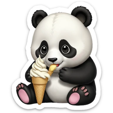 Panda eating ice cream sticker