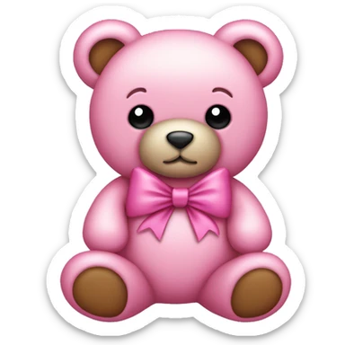 pink bow teddy bear solo sticker