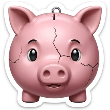 emoji of sad piggy bank, right view sticker