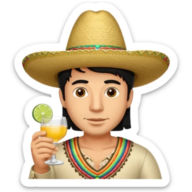 Guy with black hair brown eyes drinking tequila sticker