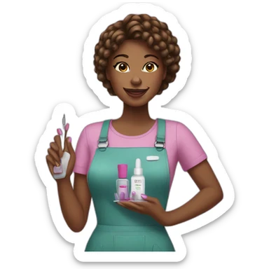 Nail tech with polish sticker