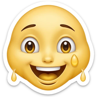 A joyful face emoji with wide eyes and a big smile, tears of laughter flowing.  sticker